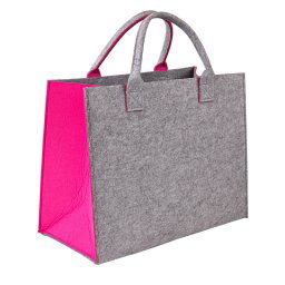 DEMA Plstěná taška 42x22x34 cm Shopper XL šedá/růžová 39055D