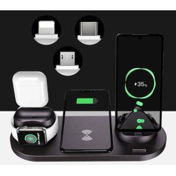Interlook WD-01 | QI dock pro Apple iPhone Airpods Watch | 15W bezdrátová nabíječka | 3 konektory - USB-C / Lightning / Micro USB 2727 2727