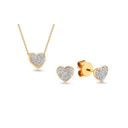 Zlatá souprava s diamanty 0,150 ct srdíčka IZBR530S