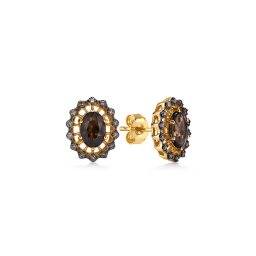 Okouzlující náušnice s kouřovým kvarcitem 1,26 ct a champagne diamanty KU1760N
