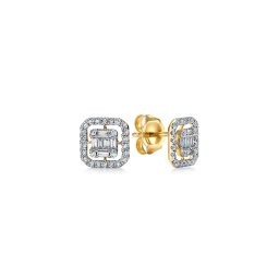 Luxusní napichovací náušnice s baguette diamanty KU3051N