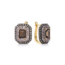 Náušnice s granátem a kouřovým kvarcitem Vera KU2060N