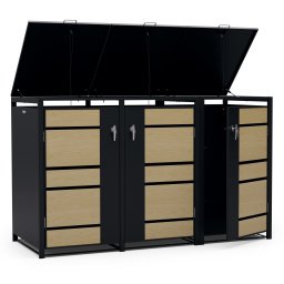 Blumfeldt BinSafe, box na odpadky, 3 odpadkové koše, 240 l, uzamykatelný, pozinkovaná ocel odolná vůči povětrnostním vlivům