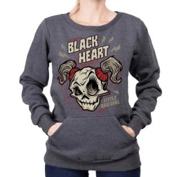 mikina dámská BLACK HEART - GHOST FACE - GREY - 12501