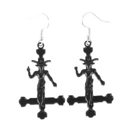 náušnice Baphomet Cross - PSY1111
