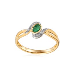 Smaragdový prsten 0,15 ct s diamanty, 14K IZBR101