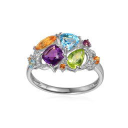 Prsten s drahokamy 1,92 ct Dubai, 14K, bílé zlato IZBR619A