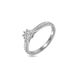 Nadčasový zásnubní prsten s diamanty z bílého zlata IZBR641A