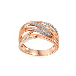 Výrazný briliantový prsten z růžového zlata IZBR833R