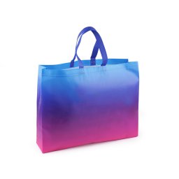 Taška z laminované netkané textilie duhová 46x36 cm, barva pink modrá
