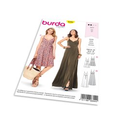 Střih Burda 6344 - Letní šaty na ramínka, dlouhé šaty