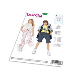Střih Burda 9324 - Jednoduché dětské teplákové kalhoty, kraťasy
