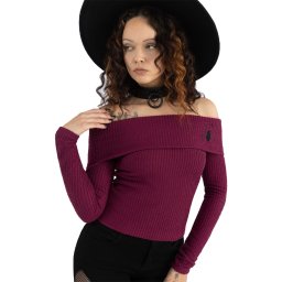 tričko dámské s dlouhým rukávem (top) KILLSTAR - Cruor Off Shoulder - Red - KSRA011180