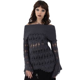 svetr dámský KILLSTAR - Shadow Wine - Grey - KSRA011288