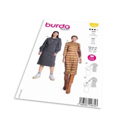Střih Burda 5798 - Áčkové šaty, pouzdrové šaty se stojáčkem, midi šaty