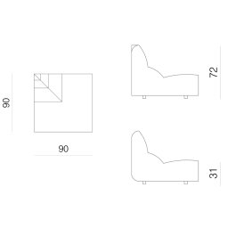 Prostoria designové sedačky Layout Sofa Outercorner Seat S