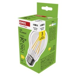EMOS LED žárovka Filament A60 / E27 / 7,8 W (75 W) / 1060 lm