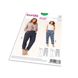 Střih Burda 6678 - Kalhoty s pasem do gumy pro plnoštíhlé