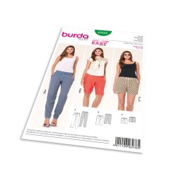 Střih Burda 6938 - Jednoduché kalhoty, bermudy, šortky