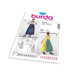 Střih Burda 8448 - Krojové šaty, krojová zástěrka, krojová halenka