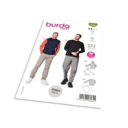 Střih Burda 6064 - Pánské tričko s dlouhým rukávem, mikina s kapucí