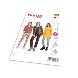 Střih Burda 6088 - Mikina na zip s kapucí, sako na zip, dlouhá bunda s kapucí, pláštěnka