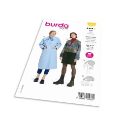 Střih Burda 5860 - Rovný kabát se širokým límcem, krátký kabátek