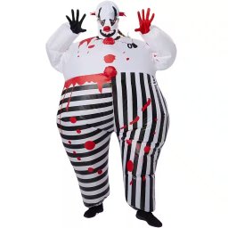 Halloweenský kostým - nafukovací strašidelný klaun (Šašo) pro dospělé s ventilátorem