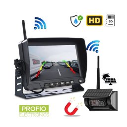 Cuvací kamera s monitorem 7" - Set bezdrátová kamera HD 720P Magnetická Solární s 7 IR LED