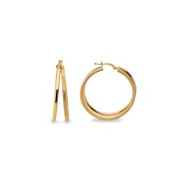 Náušnice s hladkým a pískovaným kruhem 3cm IZ30394