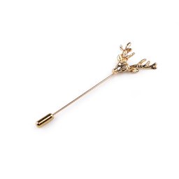 Ozdobný špendlík jelen, barva 2 zlatá