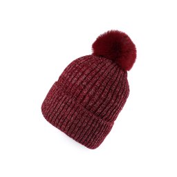 Dámská / dívčí zimní čepice žinylková s lurexem Emi Ross, barva 2 bordó sv.