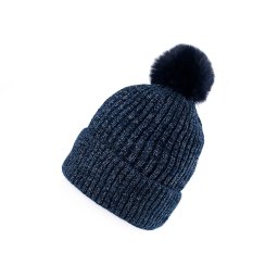 Dámská / dívčí zimní čepice žinylková s lurexem Emi Ross, barva 3 modrá tmavá