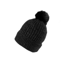 Dámská / dívčí zimní čepice žinylková s lurexem Emi Ross, barva 5 černá