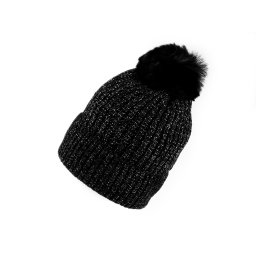 Dámská / dívčí zimní čepice žinylková s lurexem Emi Ross, barva 6 černá