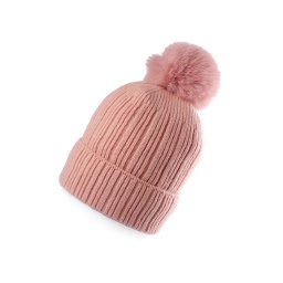 Dámská / dívčí zimní čepice s bambulí Emi Ross, barva 3 pudrová