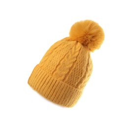 Dámská / dívčí zimní čepice s bambulí Emi Ross, barva 4 hořčicová