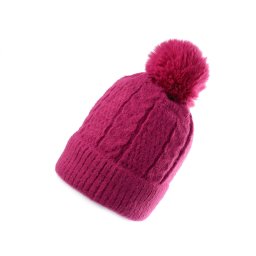 Dámská / dívčí zimní čepice s bambulí Emi Ross, barva 6 fialovorůžová