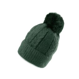 Dámská / dívčí zimní čepice s bambulí Emi Ross, barva 8 zelená tmavá