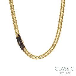 Monaco Chain Classic Plain Pavé lock black 9,5 mm IZ31225