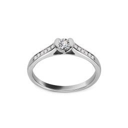 Zásnubní prsten v bílém zlatě s třinácti diamanty KU1076A