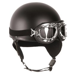 Helma motocyklová RETRO včetně brýlí ČERNÁ vel. XL