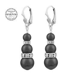 Stříbrné náušnice SILVEGO s černou Swarovski® Perlou
