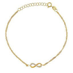 Jemný zlatý náramek Singapur zdobený Infinity s Brilliance Zirconia - Y (1,4 mm)