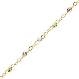 Zlatý náramek dámský ze žlutého zlata Drue s broušenými barevnými korálky - 2,5 mm