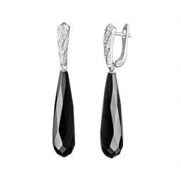 Stříbrné náušnice Hekaté s přírodním onyxem a Brilliance Zirconia