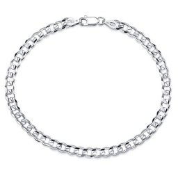Stříbrný řetěz na ruku CURB Pancer 5mm - 18 až 22 cm - rhodiovaný varianta 22 cm