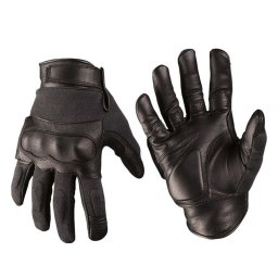 Rukavice TACTICAL kůže/aramid ČERNÉ vel. S