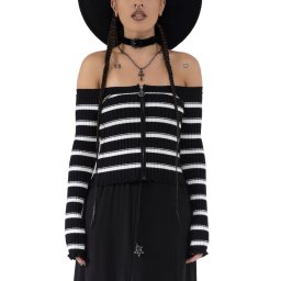 tričko dámské s dlouhým rukávem KILLSTAR - Ashryn - Black/White - KSRA011610