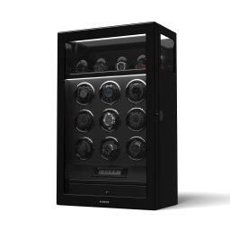 Klarstein SecureTouch natahovač hodinek, 9+4 hodinky, motor Mabuchi, klavírní lak, 41 režimů, zámek, LED diody